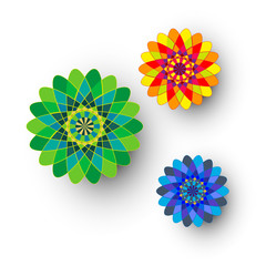 Different kaleidoscopic flowers