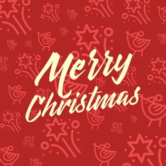 Christmas red and yellow icon set seamless pattern. Christmas and winter holidays flat vector icons background