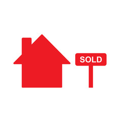 house with sold sign isolated vector