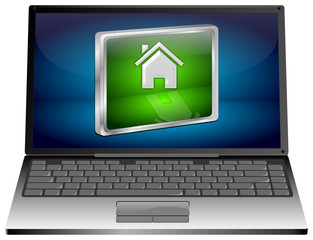 Laptop computer with Home Button - 3D illustration