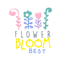 Flower bloom best logo template colorful hand drawn