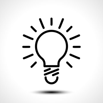 Glowing bulb icon on white background. Vector illustration