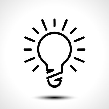 Glowing bulb icon on white background. Vector illustration