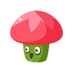 Cute fantastic plant character in the form of a mushroom, nature element cartoon vector Illustration