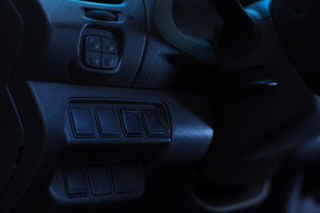 Obraz na płótnie Canvas Close up of numerous controls of a car head unit