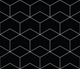 seamless geometric line grid vector hexagon pattern