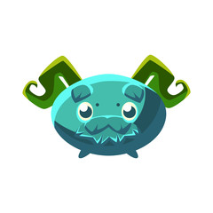 Cute fantastic plant character oval shape with mustache, nature element cartoon vector Illustration