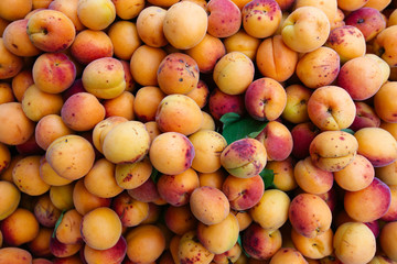 Ripe apricot fruit textured close-up.