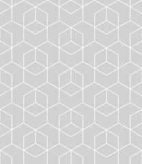 seamless geometric line grid vector cubes pattern