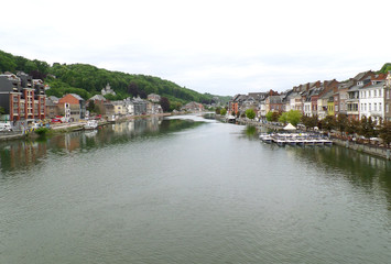 Fototapeta na wymiar Meuse river at the impressive town of Dinant, Wallonia region, Belgium