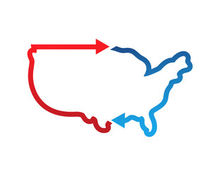 Modern Creative American Map Logo - American Border Connection Arrow 