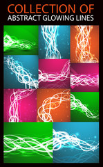 Collection of abstract glowing lines for background