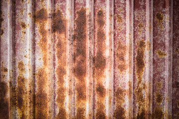 Old rusty zinc sheet wall