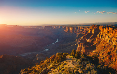 The River Colorado Through the Grand Canyon at Sunset, Grand Canyon National Park, Arizona USA