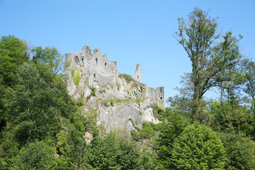 Fototapeta na wymiar The Ruin of Montaigles in Ardennes, Wallonia, Belgium