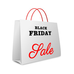 Shopping bag with black friday sale text