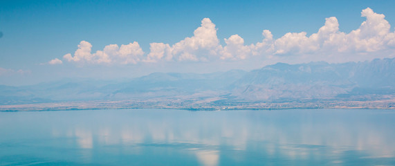 Panoramic view of Skadar lake (Skadarsko jezero) in a national park in Montenegro