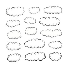 Vector set of cartoon comic bubbles or speech clouds on the white background for decoration and covering. Concept of vintage illustration.