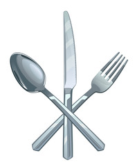 Cutlery set on a white background