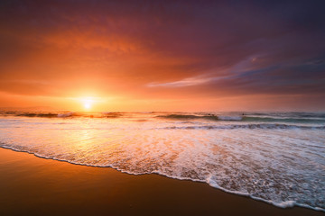 Fototapeta na wymiar beautiful shore in beach at sunset