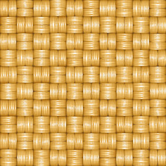 Бесшовная векторная мультяшная текстура двойного плетения из блестящей золотистой соломки
