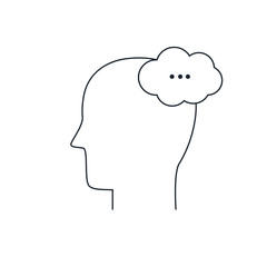 Human mind icon, thin line style, flat design logo
