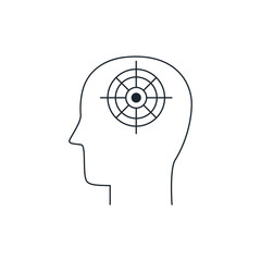 Human mind icon, thin line style, flat design