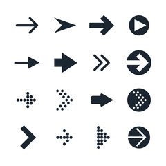 Vector set of black different Arrows Icon