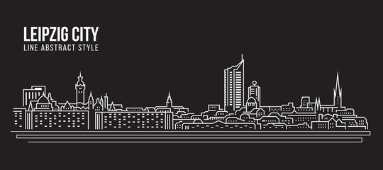 Cityscape Building Line art Vector Illustration design - Leipzig city