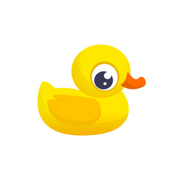 Rubber Duck Toy. Minimalistic Flat Color Icon. Pictogram Symbol. Cartoon ducky vector illustration