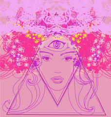Woman with third eye, psychic supernatural senses