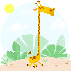 Cute giraffe cartoon. Vector illustration or icon