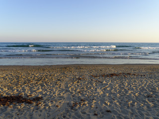Seashore at the beginning of twilight