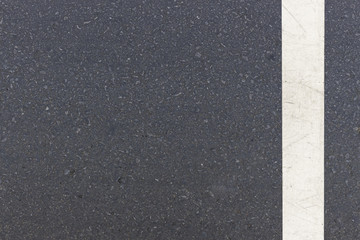 close-up white line on road, top view