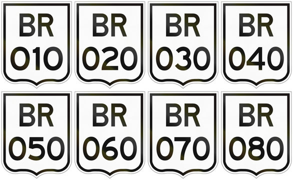 Collection of road shields of Brazilian federal highways