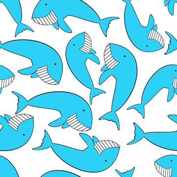 Whale seamless pattern.