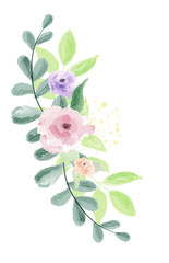 Watercolor flower arrangement. Digital painting.