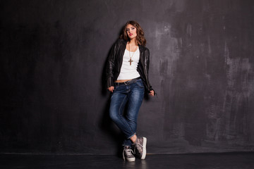 Fototapeta premium girl Street style jeans jacket