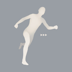 3d Running Man. Design for Sport, Business, Science and Technology. Vector Illustration. Human Body.