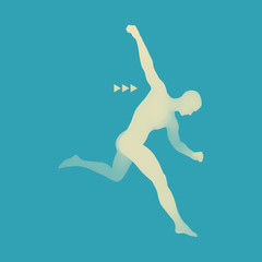 Football player. Sports concept. 3D Model of Man. Human Body. Sport Symbol. Design Element. Vector Illustration.