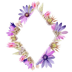 Obraz premium Wildflower immortelle flower frame in a watercolor style. Full name of the plant: immortelle. Aquarelle wild flower for background, texture, wrapper pattern, frame or border.