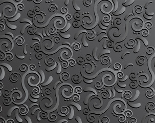 Tribal black background vector damask design