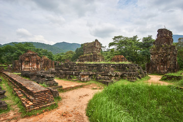 Old religious buildings from the Champa empire - cham culture. In my son, near Hoi an, Vietnam. World heritage site.