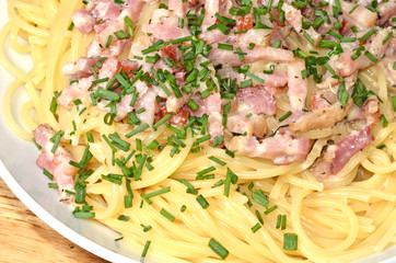 Spaghetti mit Speck-Soße