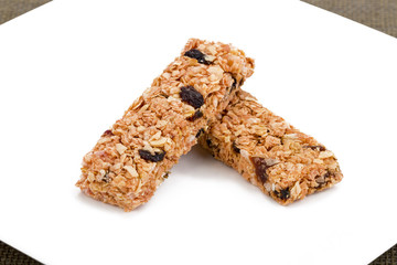 Granola bar on white background