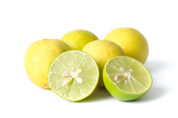 Naklejka na ściany i meble Slice lime on white background,citrus fruit
