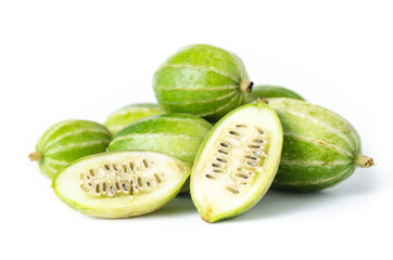 Small gourd on white background,Food ingredient,Organic and Healthy vegetable