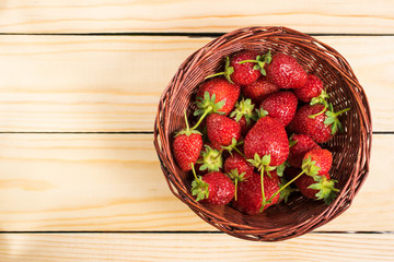 Strawberry. Wooden background. Summer fruit. Healthy food