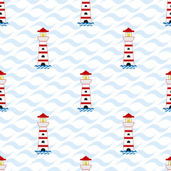 Fototapeta premium Lighthouse seamless pattern.