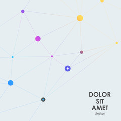 Abstract polygonal with connecting dots and lines. Connection science background
